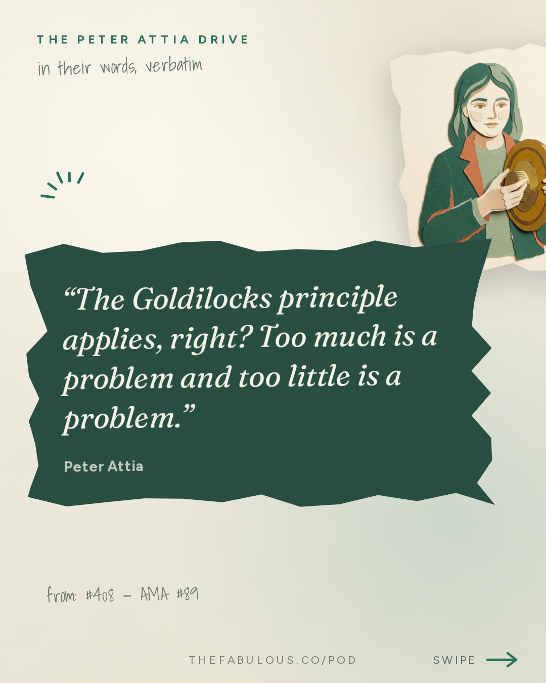 The Goldilocks principle applies, right? Too much is a problem and too little is a problem. — The Peter Attia Drive: #408 ‒ AMA #89: Thyroid health: interpreting symptoms, diagnosing and treating dysfunction, and navigating the gray zone