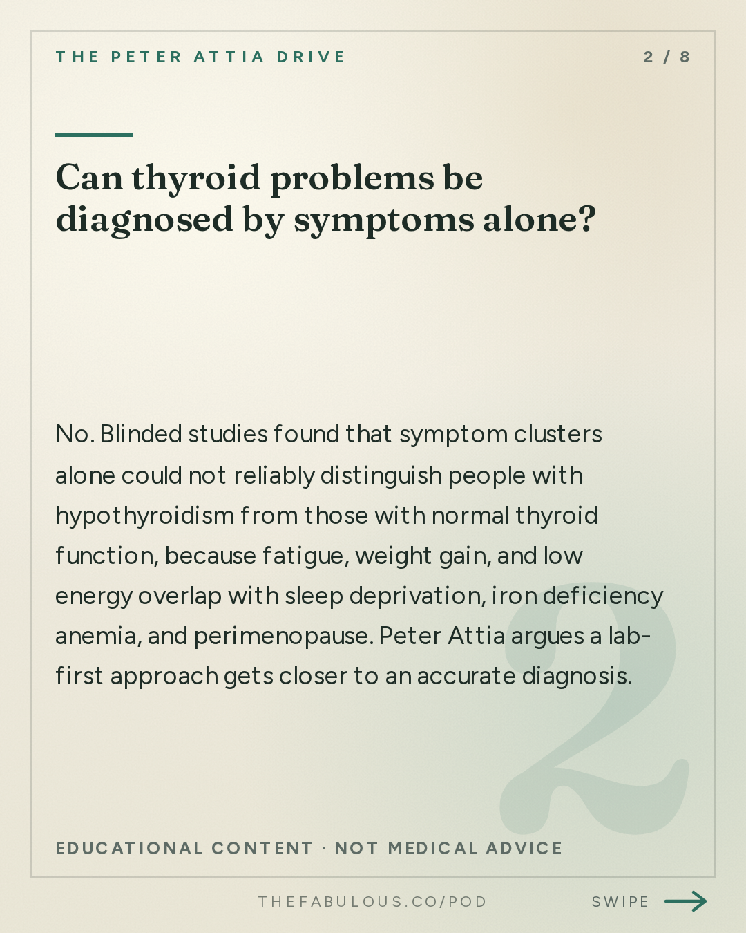Can thyroid problems be diagnosed by symptoms alone? — The Peter Attia Drive: #408 ‒ AMA #89: Thyroid health: interpreting symptoms, diagnosing and treating dysfunction, and navigating the gray zone