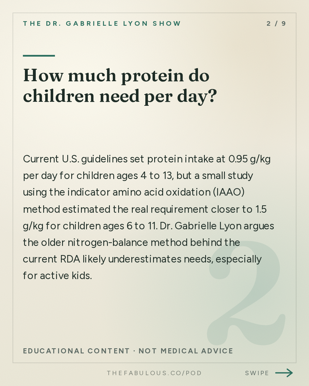 How much protein do children need per day? — The Dr. Gabrielle Lyon Show: How to Raise Strong Kids: Protein, Strength Training and Building Bone Before Adulthood