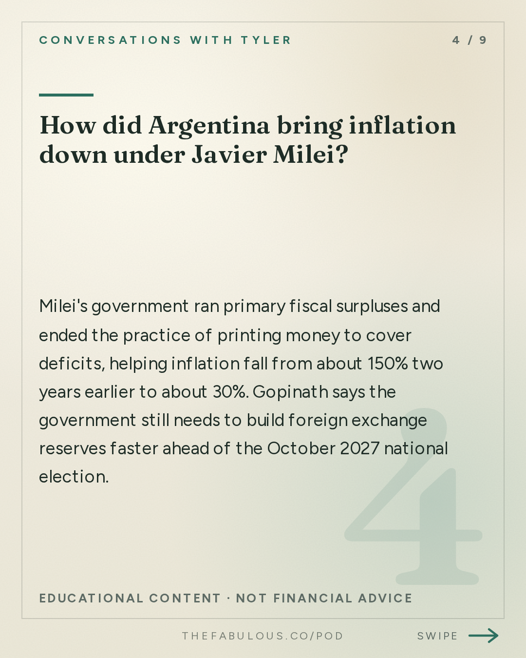 How did Argentina bring inflation down under Javier Milei? — Conversations with Tyler: Gita Gopinath on Trade, Currencies, and Economic Transformation