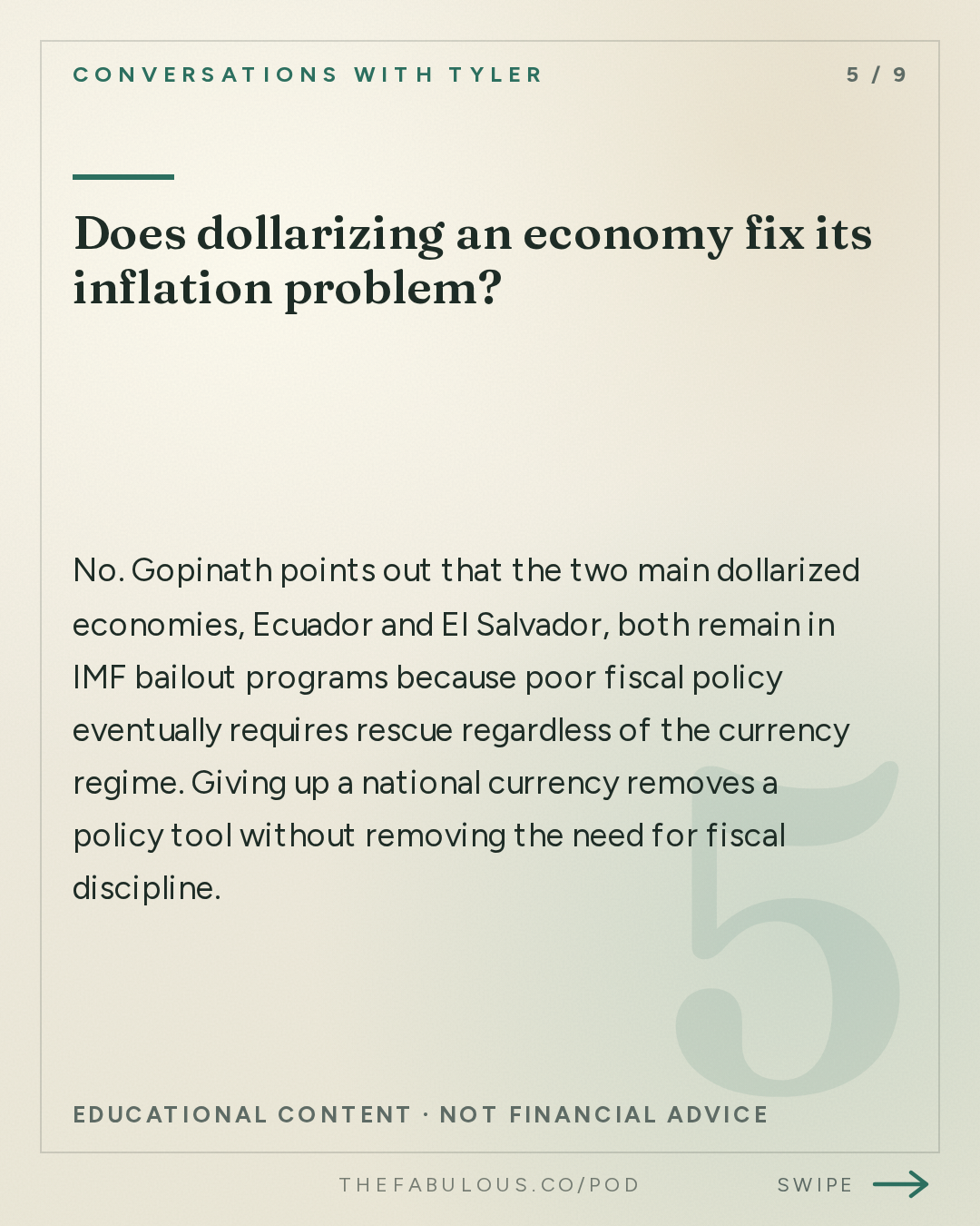 Does dollarizing an economy fix its inflation problem? — Conversations with Tyler: Gita Gopinath on Trade, Currencies, and Economic Transformation