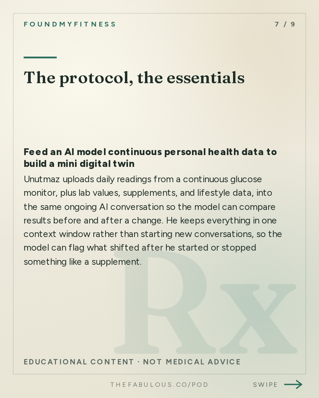 The protocol, the essentials — FoundMyFitness: #113 Why AI Could Add Decades to Your Lifespan | Dr. Derya Unutmaz
