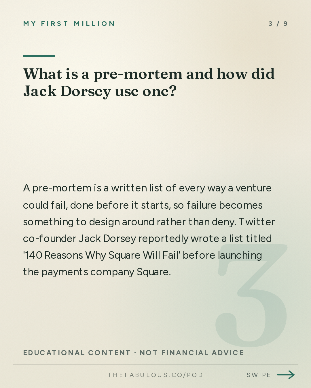 What is a pre-mortem and how did Jack Dorsey use one? — My First Million: We put a multimillionaire’s portfolio into Claude (the results shocked us)