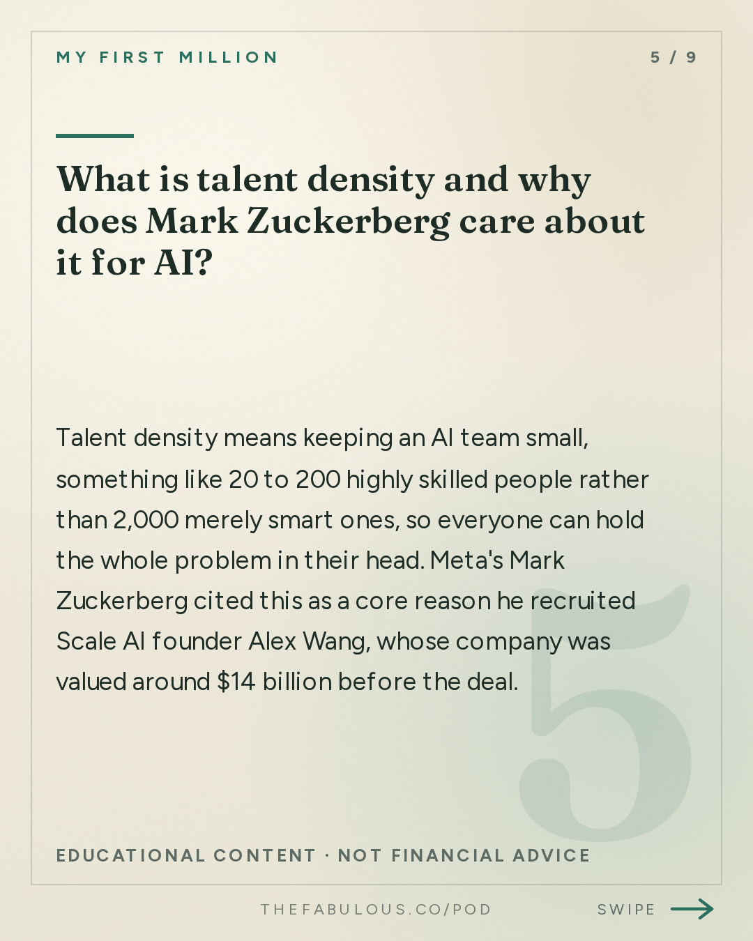 What is talent density and why does Mark Zuckerberg care about it for AI? — My First Million: We put a multimillionaire’s portfolio into Claude (the results shocked us)