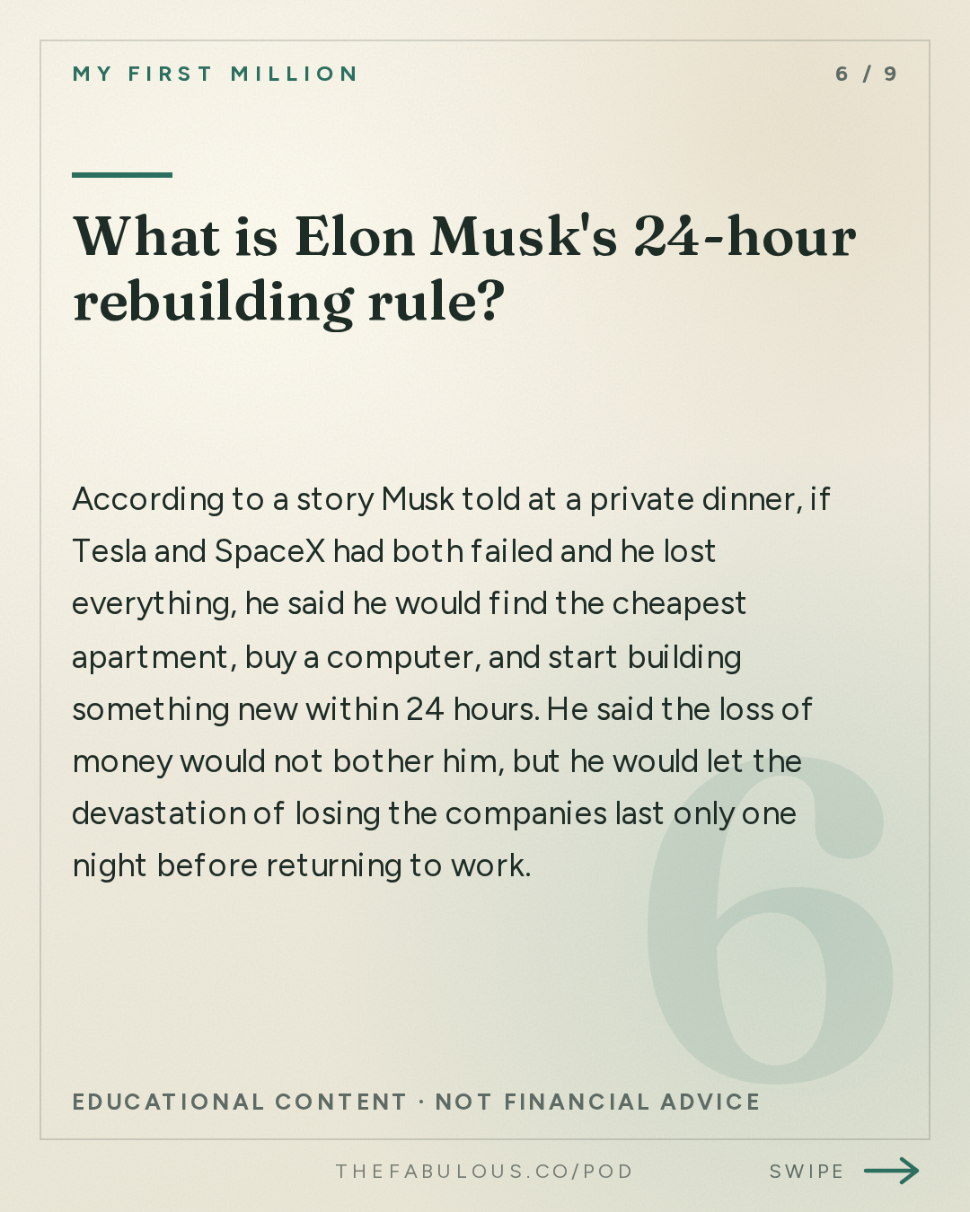 What is Elon Musk's 24-hour rebuilding rule? — My First Million: We put a multimillionaire’s portfolio into Claude (the results shocked us)