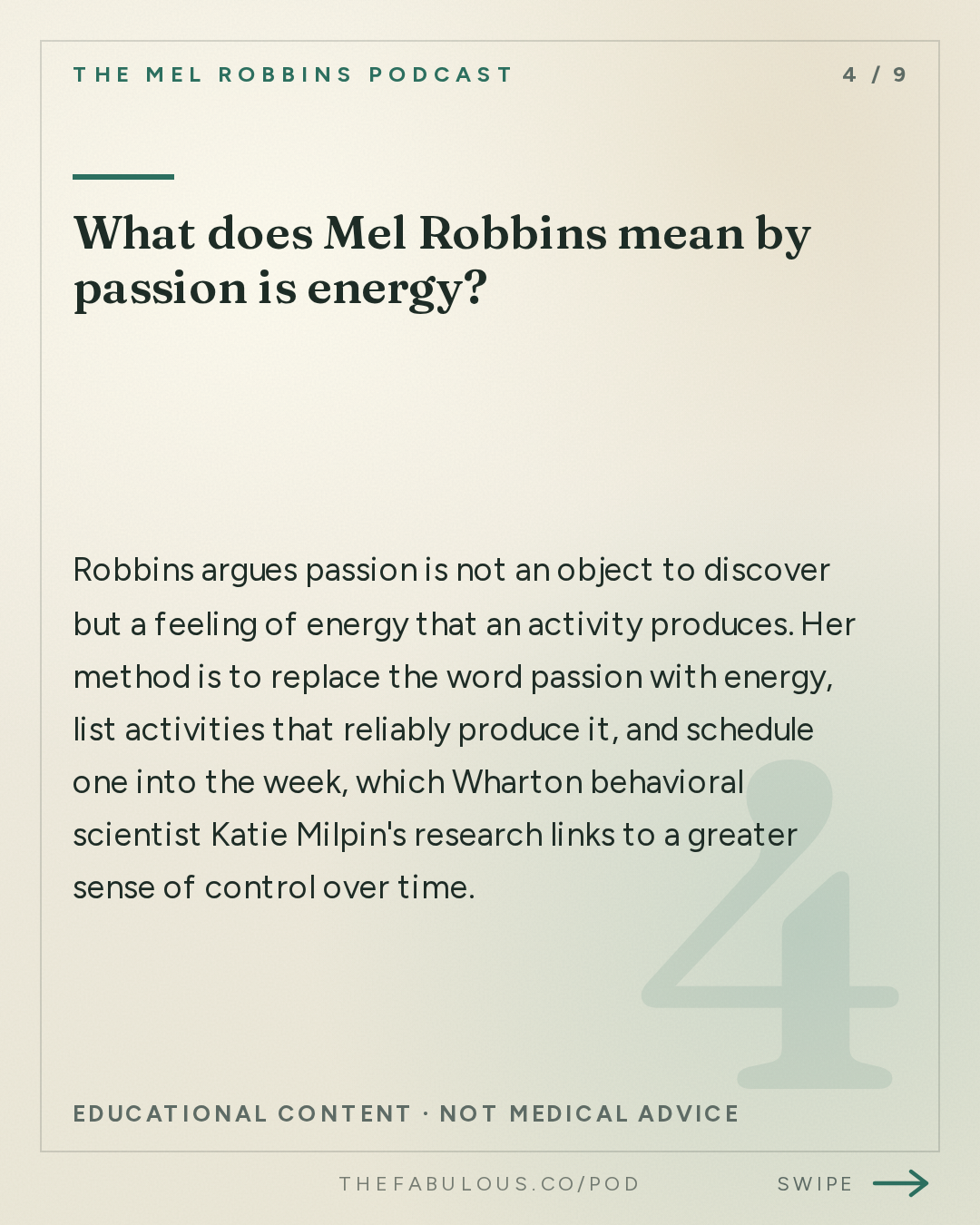 What does Mel Robbins mean by passion is energy? — The Mel Robbins Podcast: The Ultimate Life Advice: How to Get Motivated, Build Confidence & Create Better Relationships