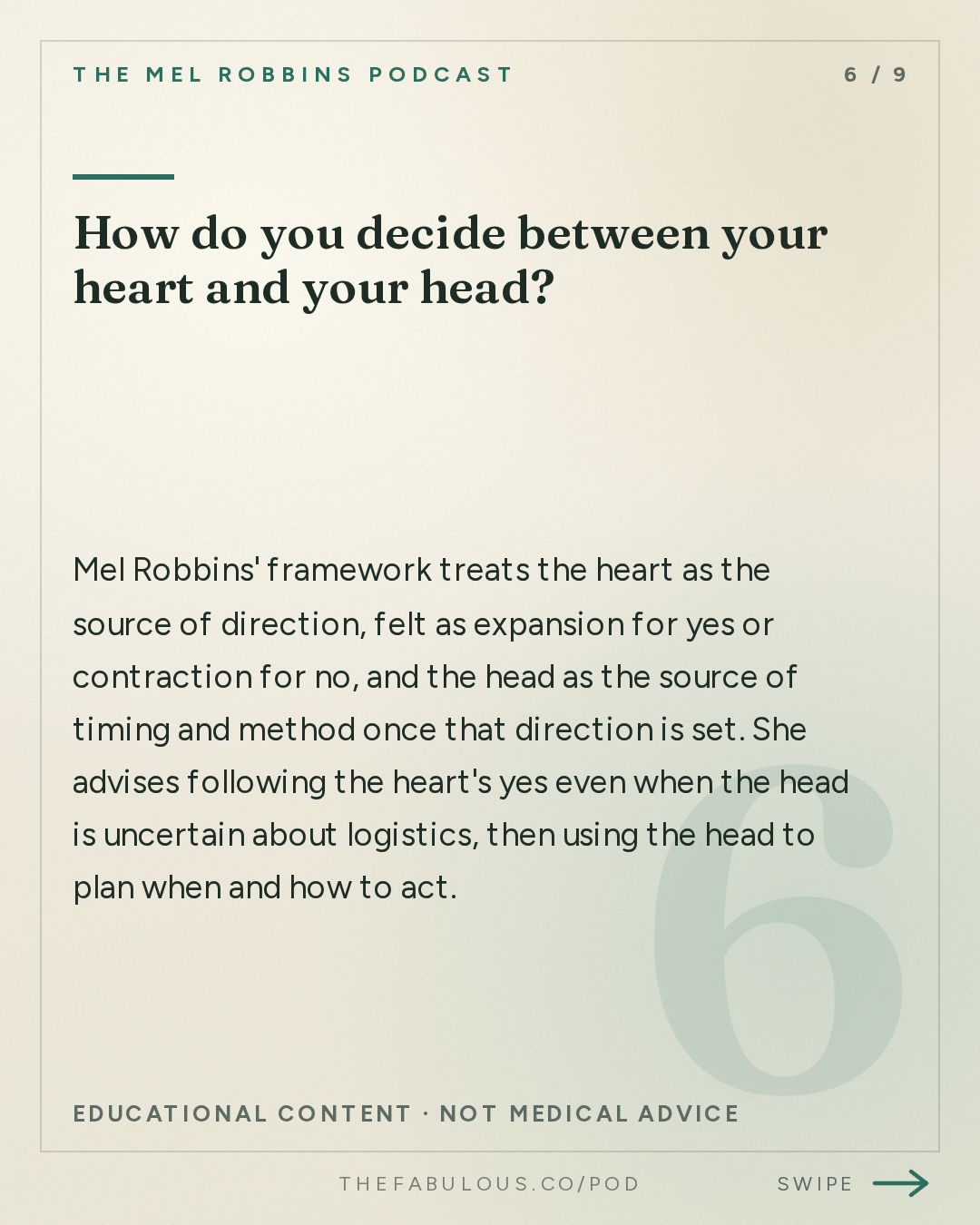 How do you decide between your heart and your head? — The Mel Robbins Podcast: The Ultimate Life Advice: How to Get Motivated, Build Confidence & Create Better Relationships