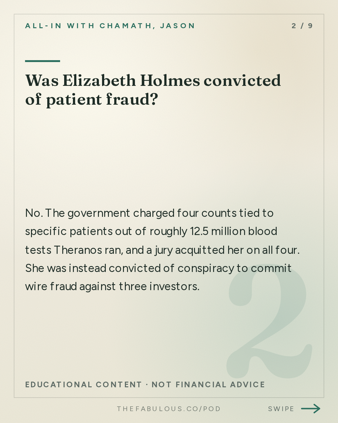 Was Elizabeth Holmes convicted of patient fraud? — All-In with Chamath, Jason, Sacks & Friedberg: Elizabeth Holmes' Husband Billy Evans: The Trial, Prison & Nathan Fielder's Documentary