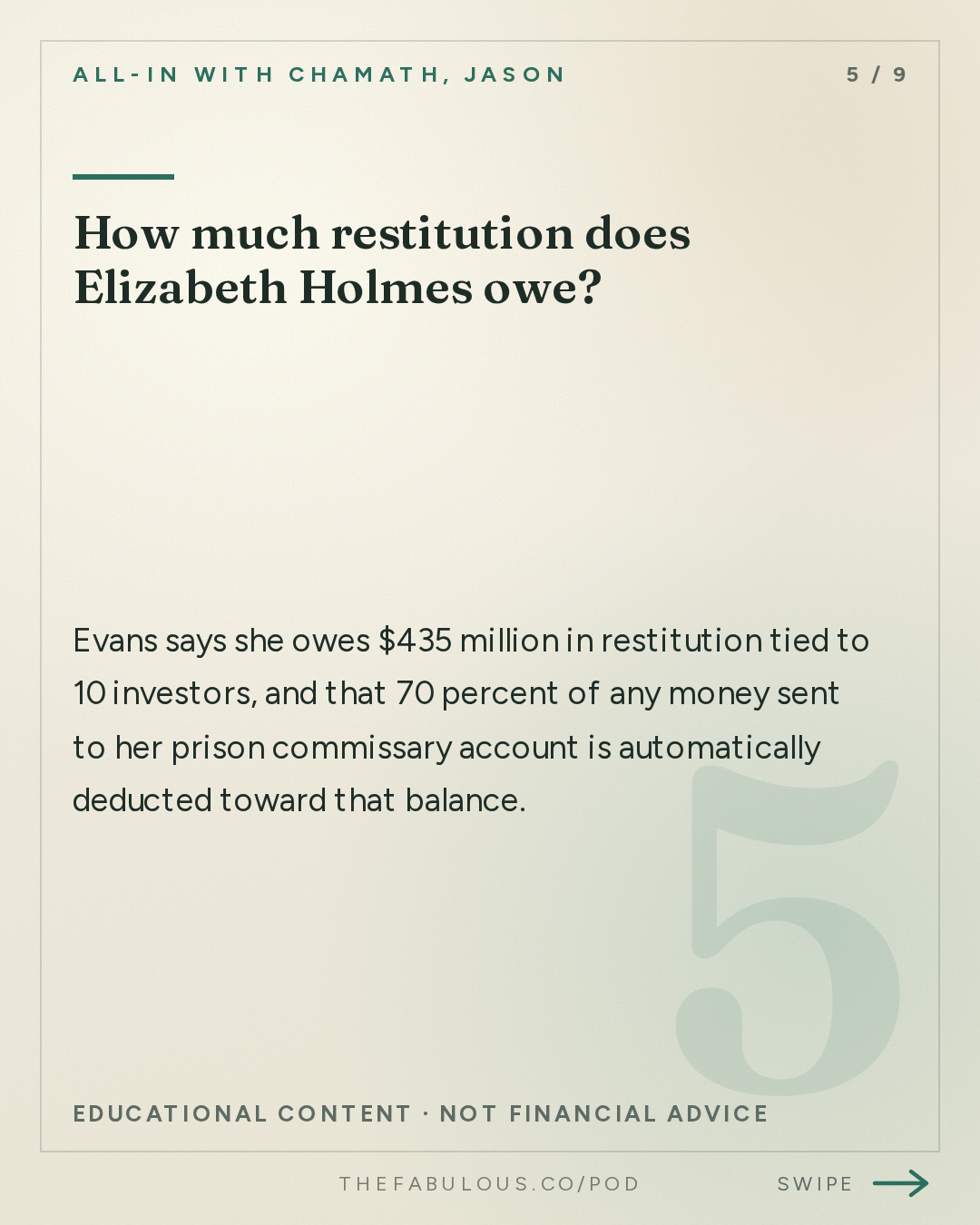 How much restitution does Elizabeth Holmes owe? — All-In with Chamath, Jason, Sacks & Friedberg: Elizabeth Holmes' Husband Billy Evans: The Trial, Prison & Nathan Fielder's Documentary