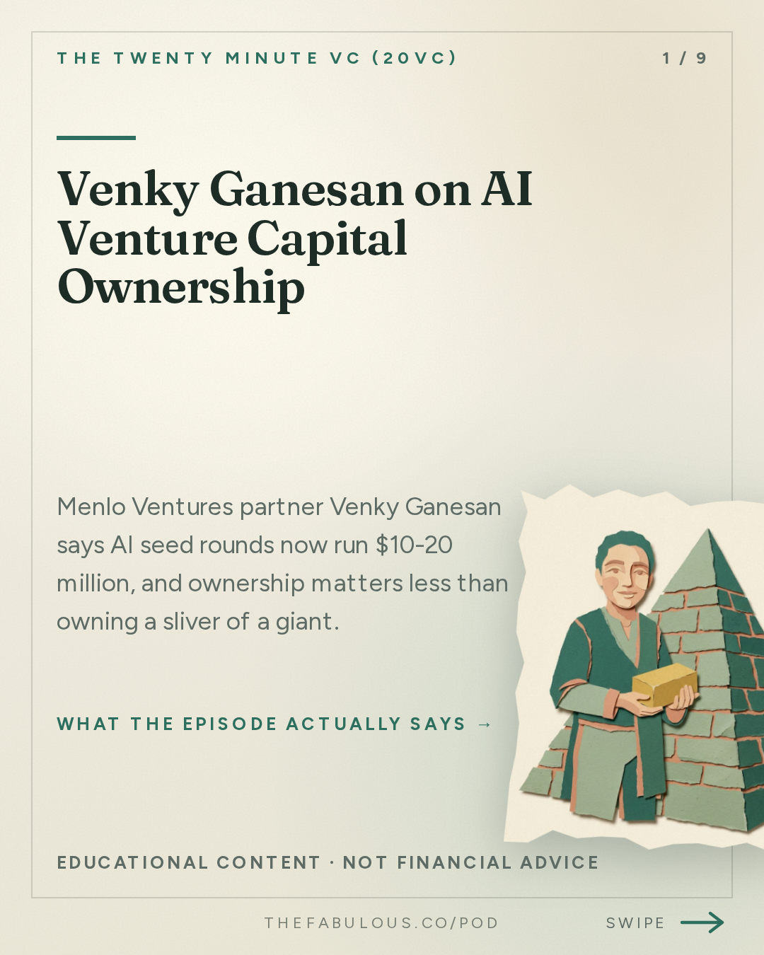 Venky Ganesan on AI Venture Capital Ownership — The Twenty Minute VC (20VC): Venture Capital | Startup Funding | The Pitch: 20VC: Is Seed Investing Dead Without a $1BN Fund? | Does Ownership and Price Matter When Companies Can Be $1TRN Exits | Are AI Revenue Numbers Real and What to Watch Out For with Venky Ganesan, Menlo Ventures