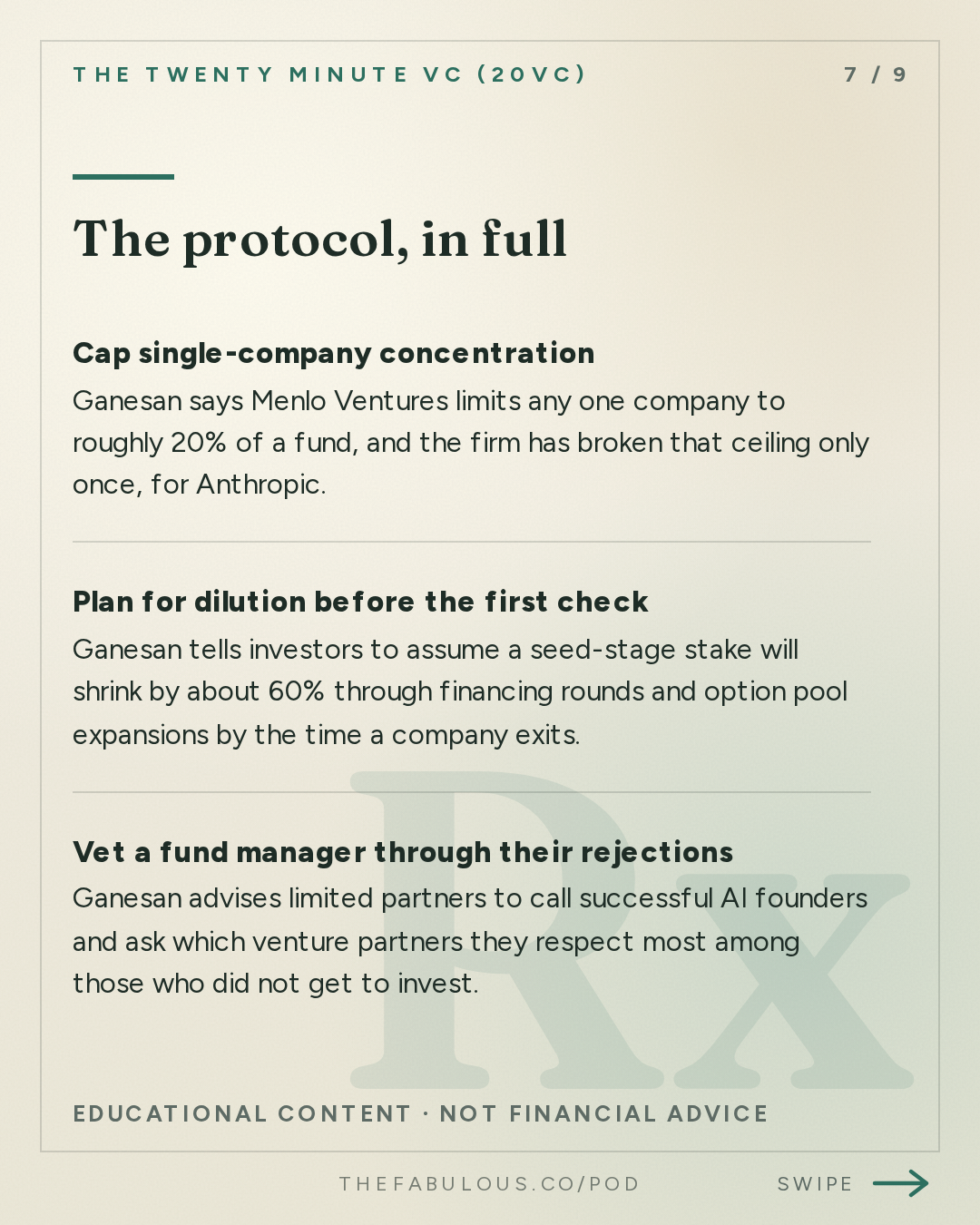 The protocol, in full — The Twenty Minute VC (20VC): Venture Capital | Startup Funding | The Pitch: 20VC: Is Seed Investing Dead Without a $1BN Fund? | Does Ownership and Price Matter When Companies Can Be $1TRN Exits | Are AI Revenue Numbers Real and What to Watch Out For with Venky Ganesan, Menlo Ventures