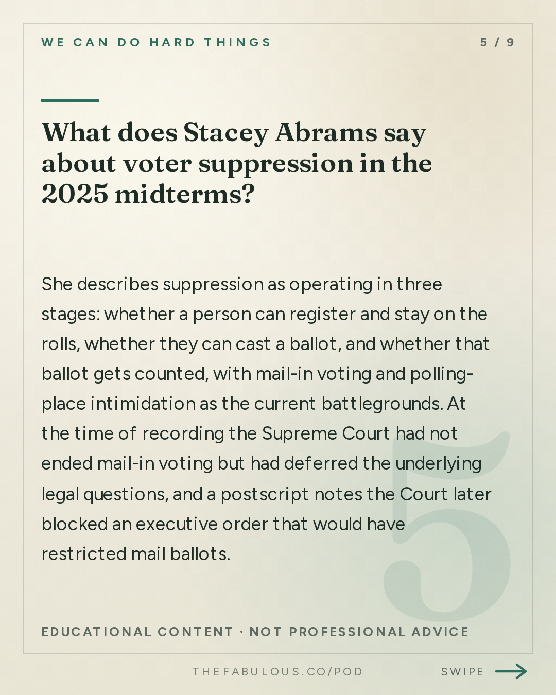 What does Stacey Abrams say about voter suppression in the 2025 midterms? — We Can Do Hard Things: Stacey Abrams on Midterms: What's Going to Happen?