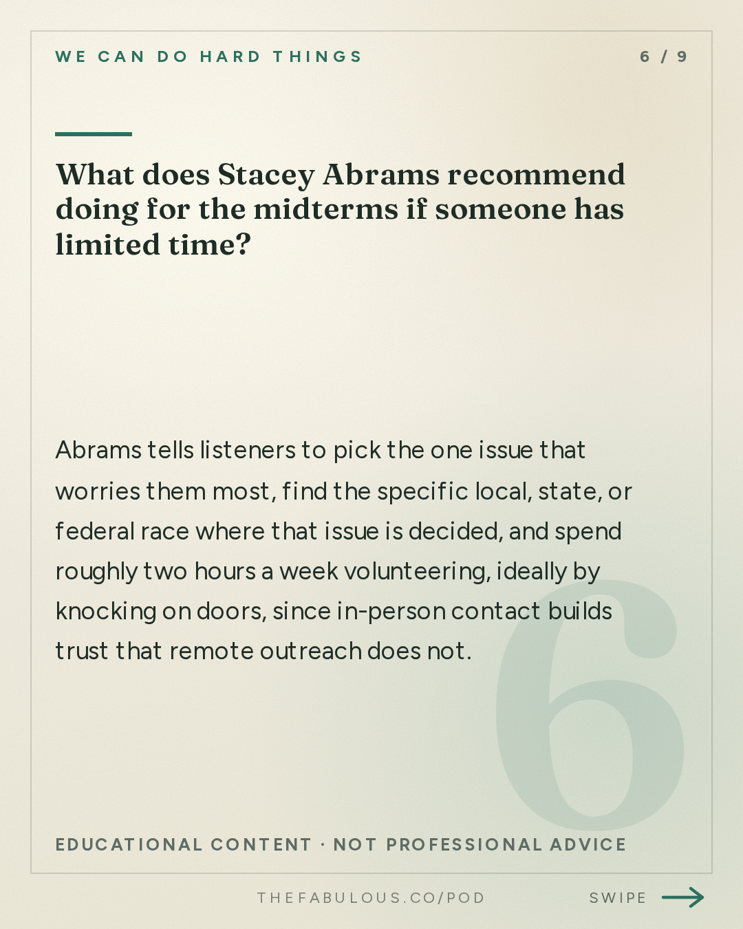What does Stacey Abrams recommend doing for the midterms if someone has limited time? — We Can Do Hard Things: Stacey Abrams on Midterms: What's Going to Happen?