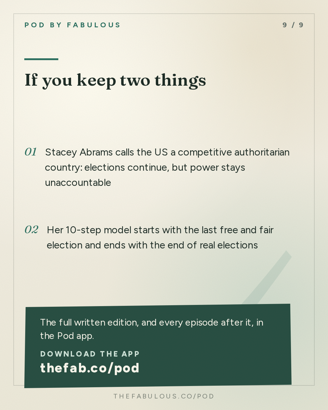 If you keep two things — We Can Do Hard Things: Stacey Abrams on Midterms: What's Going to Happen? 