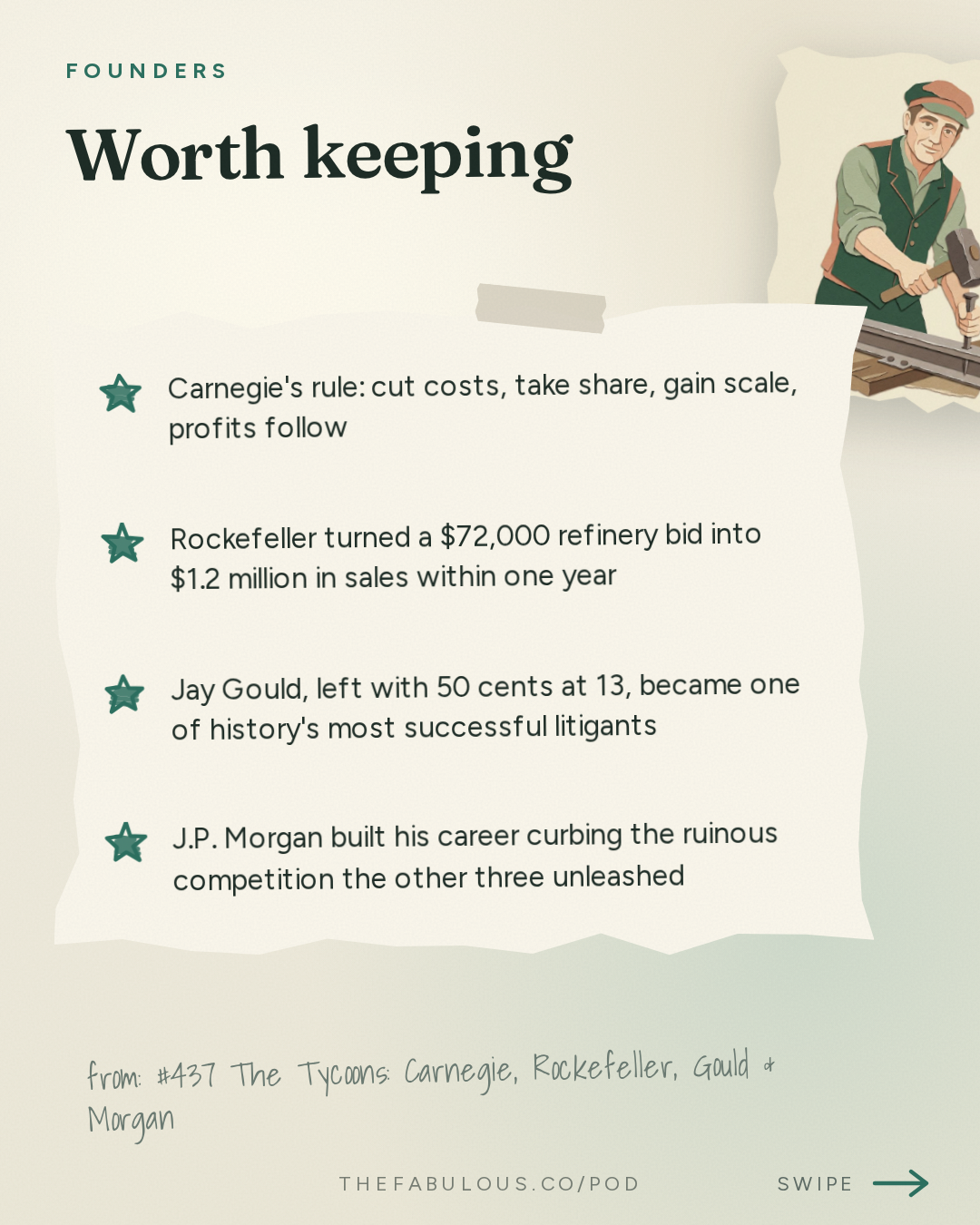 Worth keeping — Founders: #437 The Tycoons: Carnegie, Rockefeller, Gould & Morgan