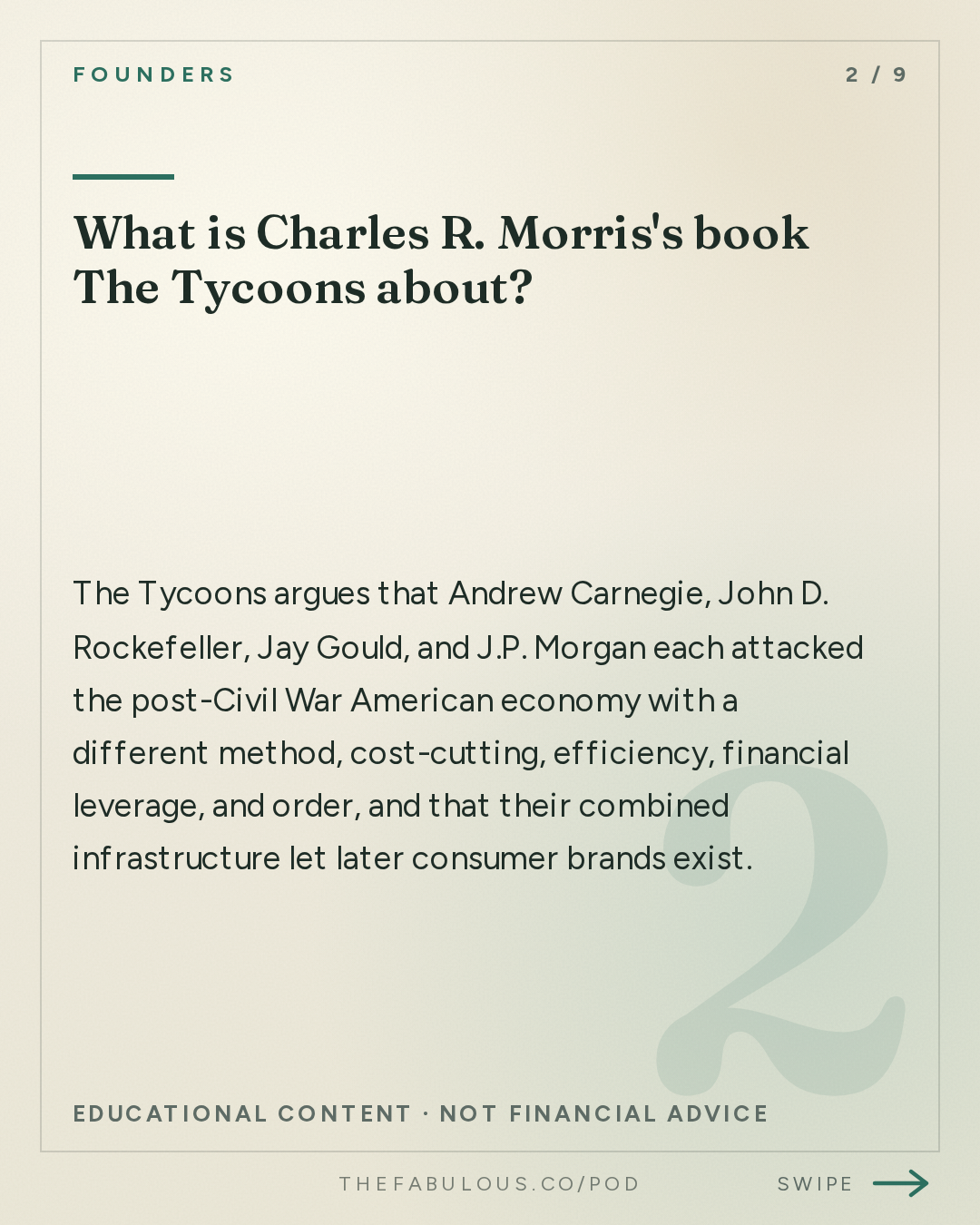 What is Charles R. Morris's book The Tycoons about? — Founders: #437 The Tycoons: Carnegie, Rockefeller, Gould & Morgan
