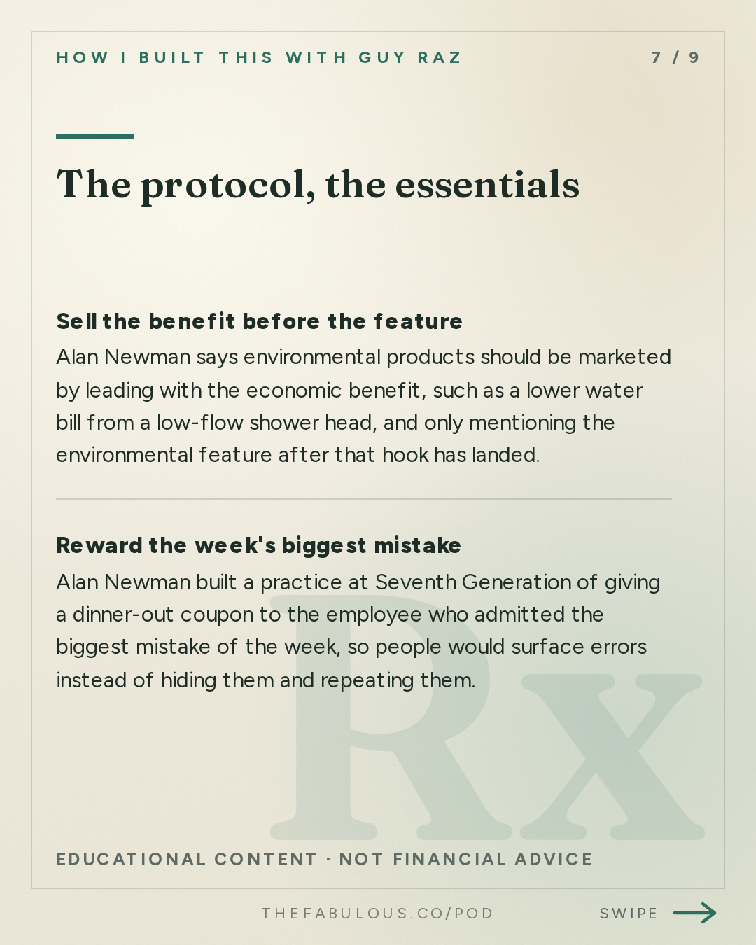 The protocol, the essentials — How I Built This with Guy Raz: Seventh Generation: Alan Newman and Jeffrey Hollender. A Partnership that Flourished—until it Failed. (2021) 