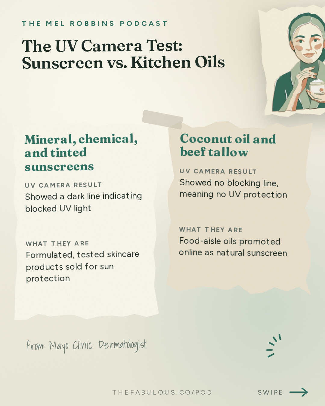 The UV Camera Test: Sunscreen vs. Kitchen Oils — The Mel Robbins Podcast: Mayo Clinic Dermatologist: 5 Small Habits for Healthier, Younger, and Amazing Skin