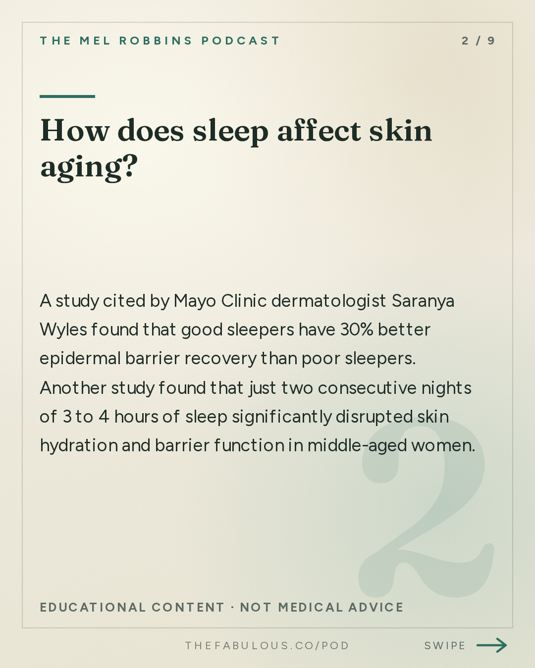 How does sleep affect skin aging? — The Mel Robbins Podcast: Mayo Clinic Dermatologist: 5 Small Habits for Healthier, Younger, and Amazing Skin