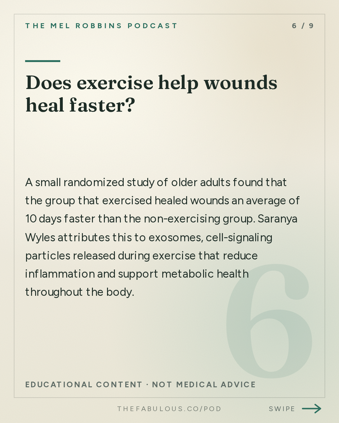 Does exercise help wounds heal faster? — The Mel Robbins Podcast: Mayo Clinic Dermatologist: 5 Small Habits for Healthier, Younger, and Amazing Skin