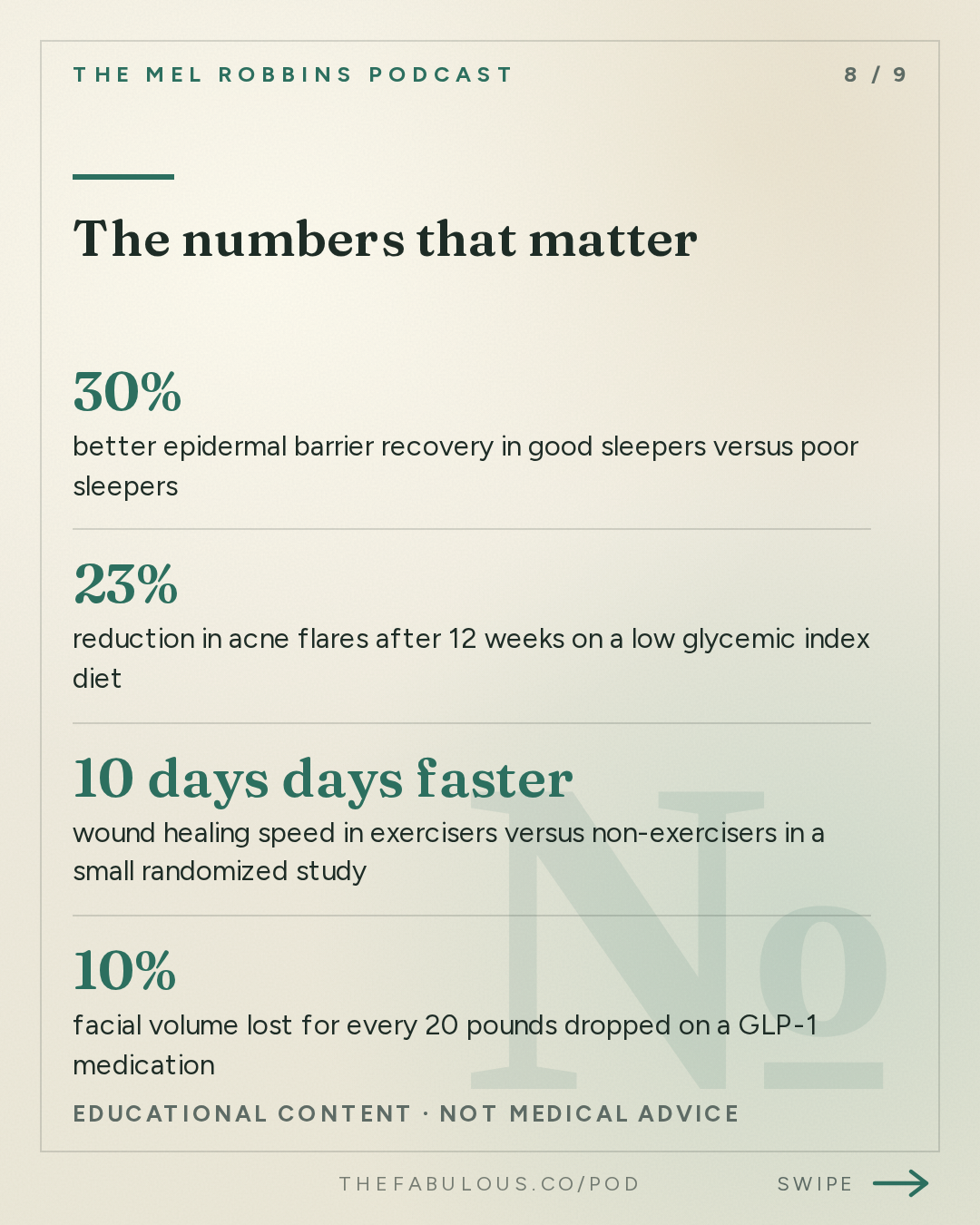 The numbers that matter — The Mel Robbins Podcast: Mayo Clinic Dermatologist: 5 Small Habits for Healthier, Younger, and Amazing Skin