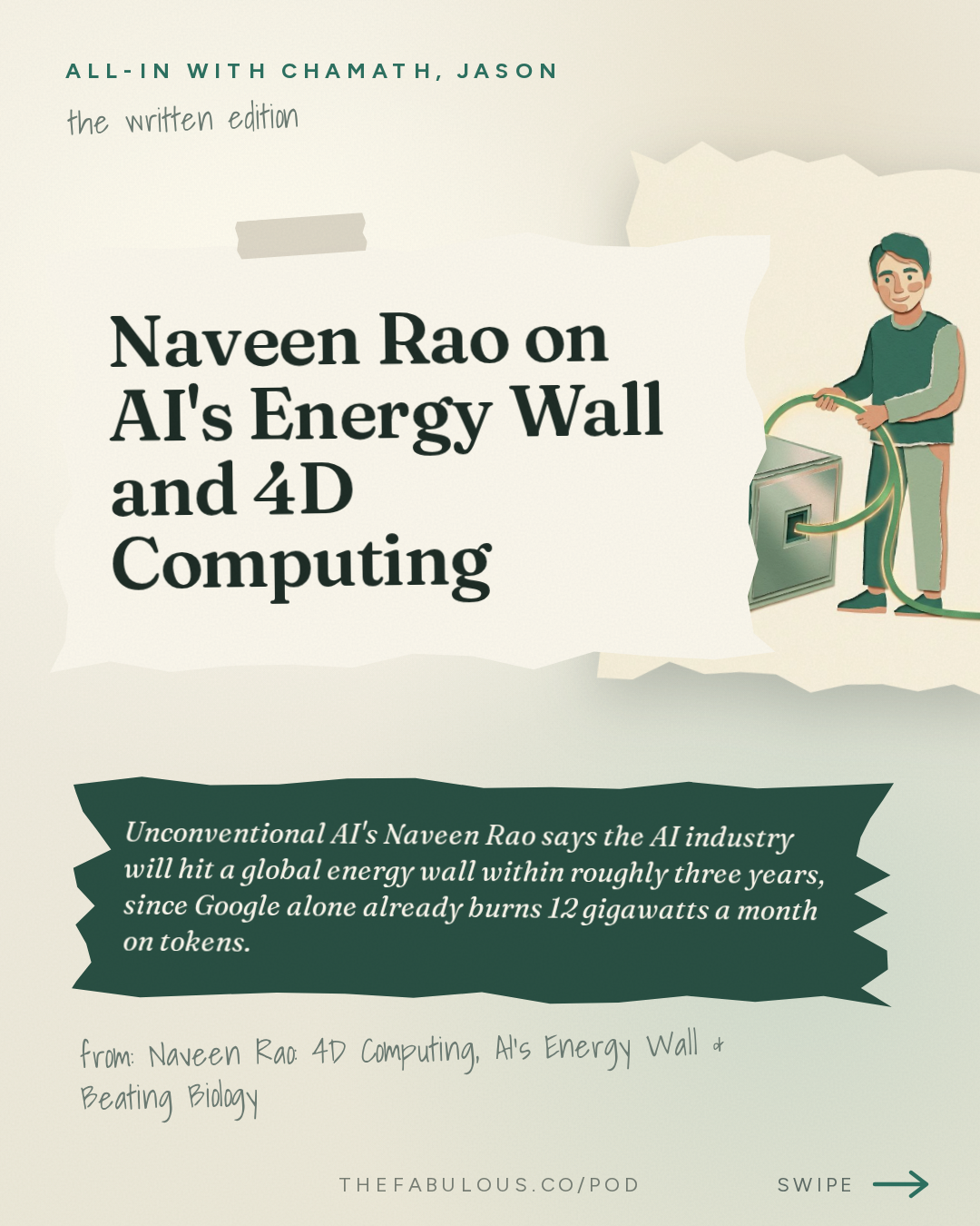 Naveen Rao on AI's Energy Wall and 4D Computing — All-In with Chamath, Jason, Sacks & Friedberg: Naveen Rao: 4D Computing, AI's Energy Wall & Beating Biology