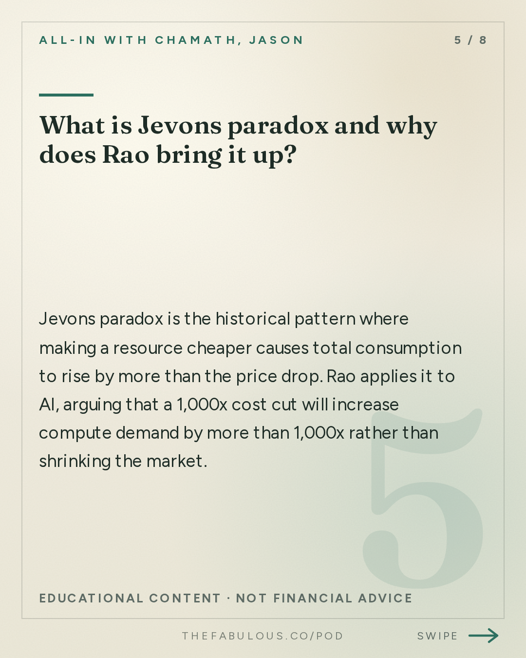 What is Jevons paradox and why does Rao bring it up? — All-In with Chamath, Jason, Sacks & Friedberg: Naveen Rao: 4D Computing, AI's Energy Wall & Beating Biology