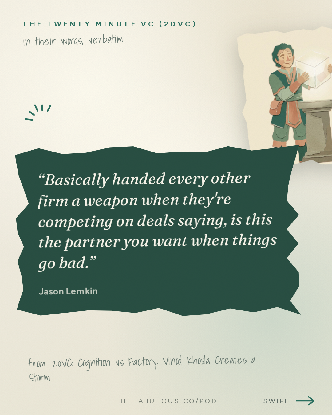 Basically handed every other firm a weapon when they're competing on deals saying, is this the partner you want when things go bad. — The Twenty Minute VC (20VC): Venture Capital | Startup Funding | The Pitch: 20VC: Cognition vs Factory: Vinod Khosla Creates a Storm | OpenAI Nears $70B Run Rate: Anthropic Under Threat | ElevenLabs Doubles Its Valuation to $22B & Salesforce Buys Listen Labs for $2B