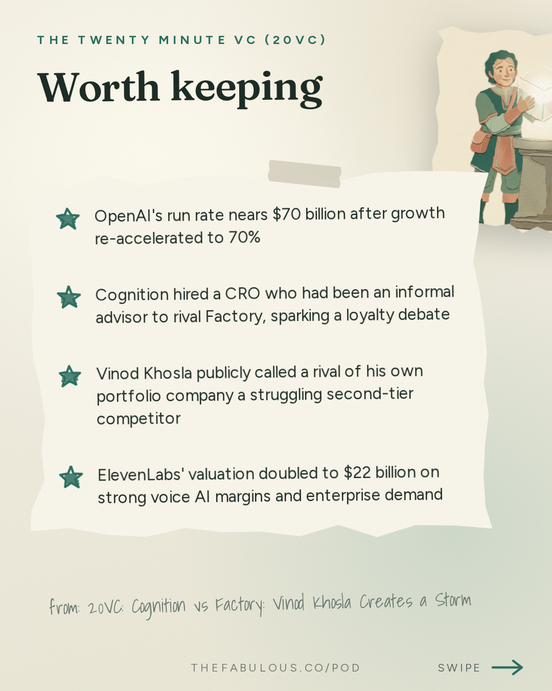 Worth keeping — The Twenty Minute VC (20VC): Venture Capital | Startup Funding | The Pitch: 20VC: Cognition vs Factory: Vinod Khosla Creates a Storm | OpenAI Nears $70B Run Rate: Anthropic Under Threat | ElevenLabs Doubles Its Valuation to $22B & Salesforce Buys Listen Labs for $2B