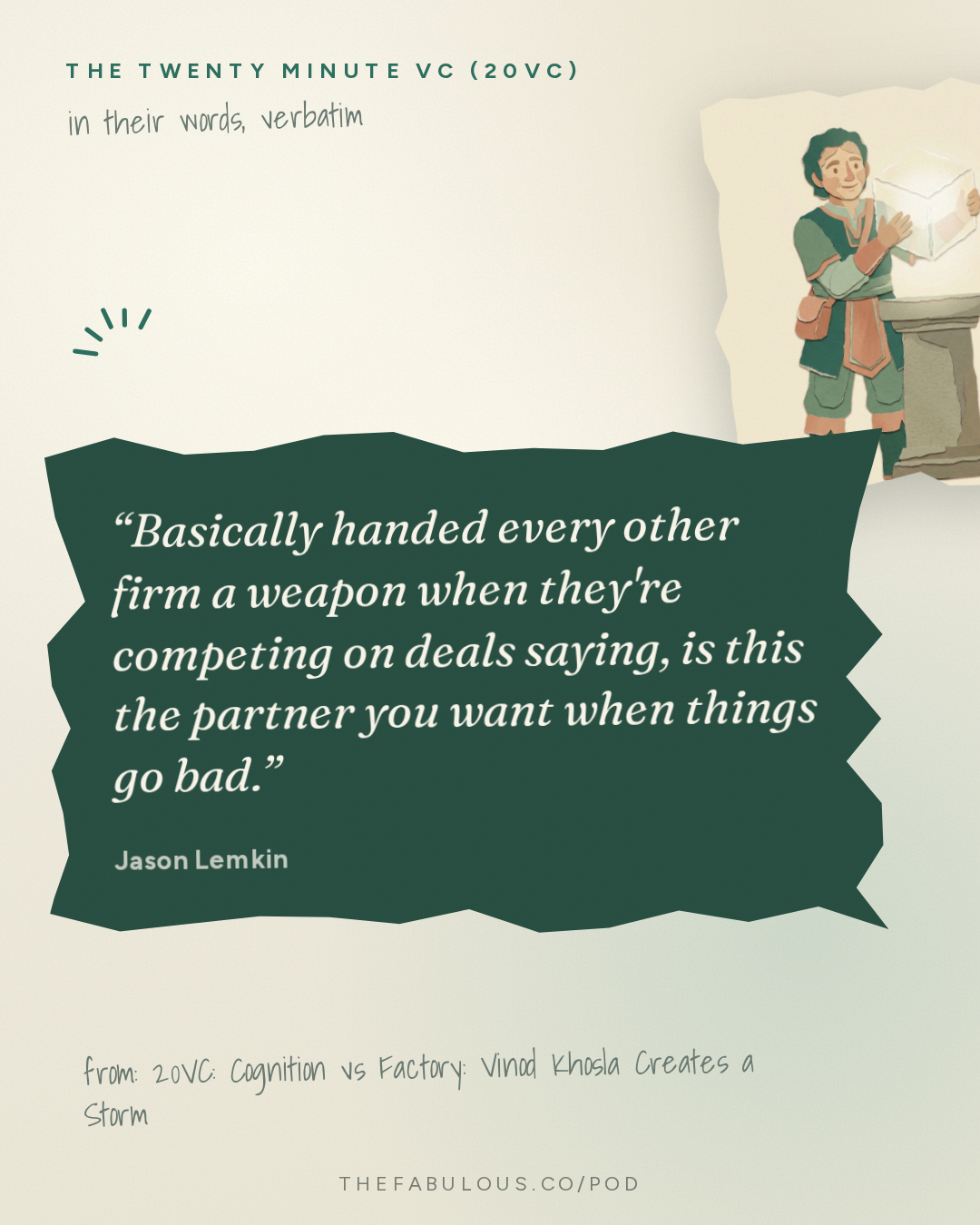 Basically handed every other firm a weapon when they're competing on deals saying, is this the partner you want when things go bad. — The Twenty Minute VC (20VC): Venture Capital | Startup Funding | The Pitch: 20VC: Cognition vs Factory: Vinod Khosla Creates a Storm | OpenAI Nears $70B Run Rate: Anthropic Under Threat | ElevenLabs Doubles Its Valuation to $22B & Salesforce Buys Listen Labs for $2B