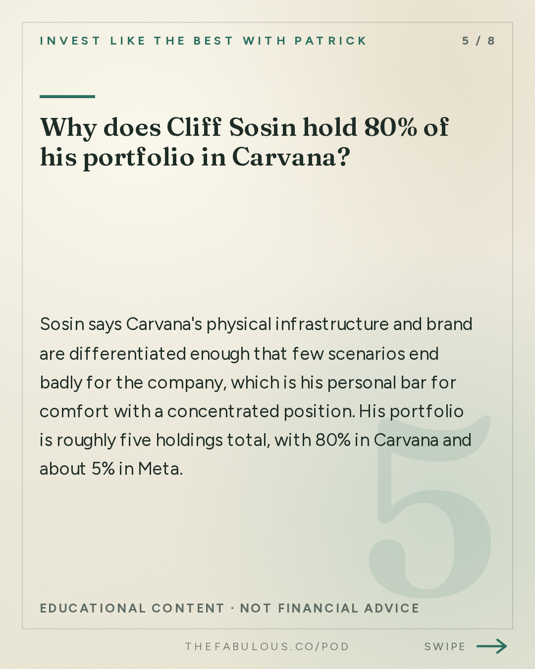 Why does Cliff Sosin hold 80% of his portfolio in Carvana? — Invest Like the Best with Patrick O'Shaughnessy: Cliff Sosin - Owning the Complements to Intelligence - [Invest Like the Best, EP.497]