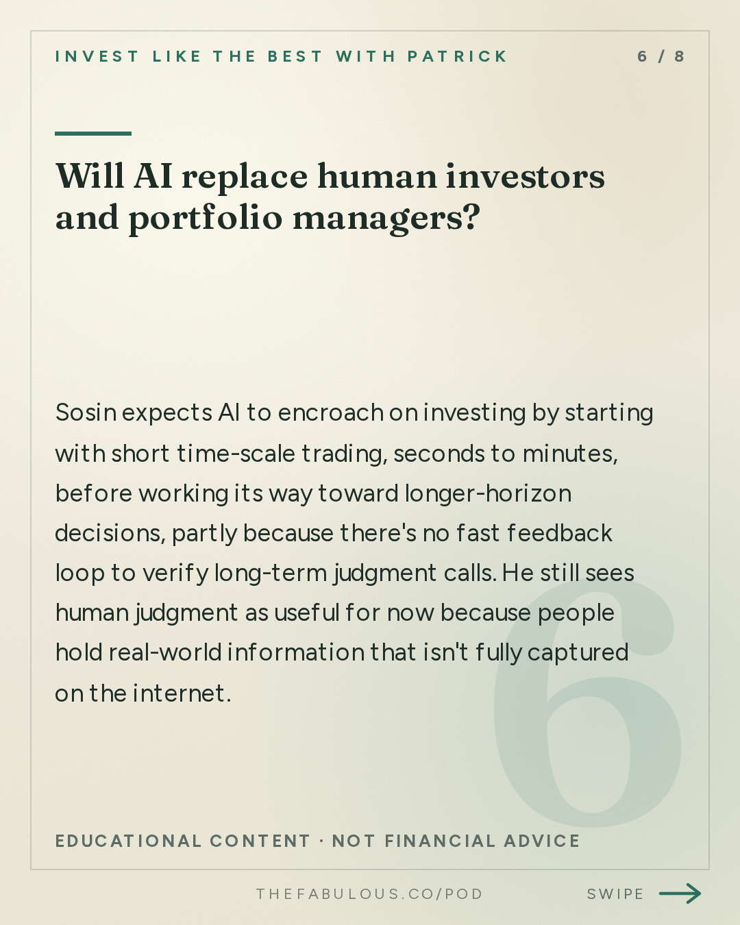 Will AI replace human investors and portfolio managers? — Invest Like the Best with Patrick O'Shaughnessy: Cliff Sosin - Owning the Complements to Intelligence - [Invest Like the Best, EP.497]