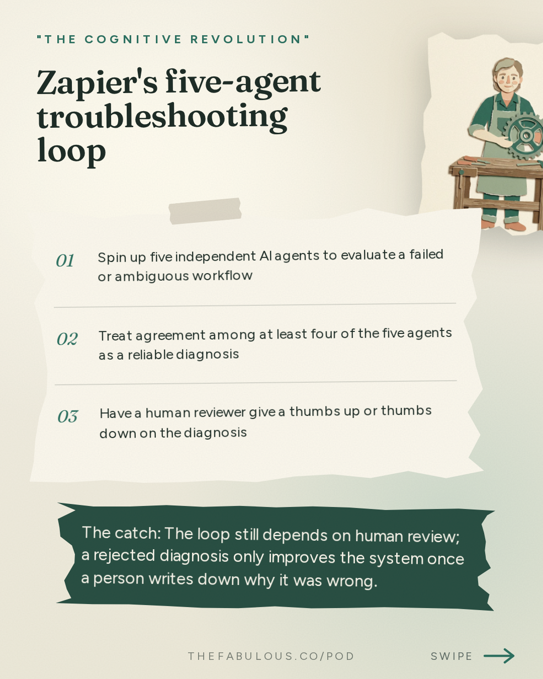 Zapier's five-agent troubleshooting loop — "The Cognitive Revolution" : No Code Is Code: Zapier CEO Wade Foster on Headless Tools, Zapier MCP & Automation Bench