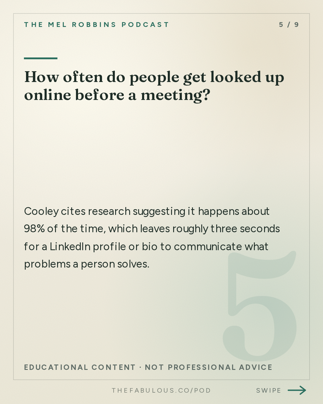 How often do people get looked up online before a meeting? — The Mel Robbins Podcast: How to Stop Being Overlooked & Start Getting What You Want With Top Business School Professor