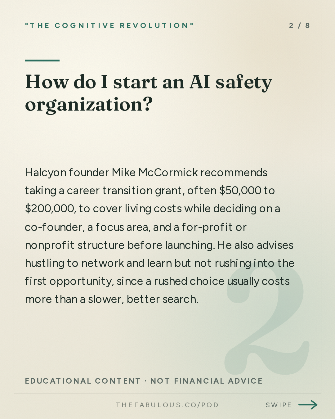 How do I start an AI safety organization? — "The Cognitive Revolution" : Zero to One in AI Safety: Halcyon's Mike McCormick on Launching 30 New Orgs & the Founder Bottleneck