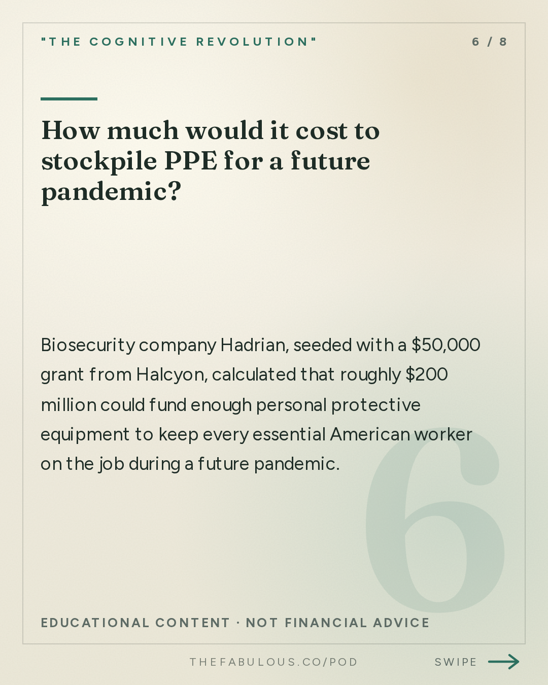 How much would it cost to stockpile PPE for a future pandemic? — "The Cognitive Revolution" : Zero to One in AI Safety: Halcyon's Mike McCormick on Launching 30 New Orgs & the Founder Bottleneck