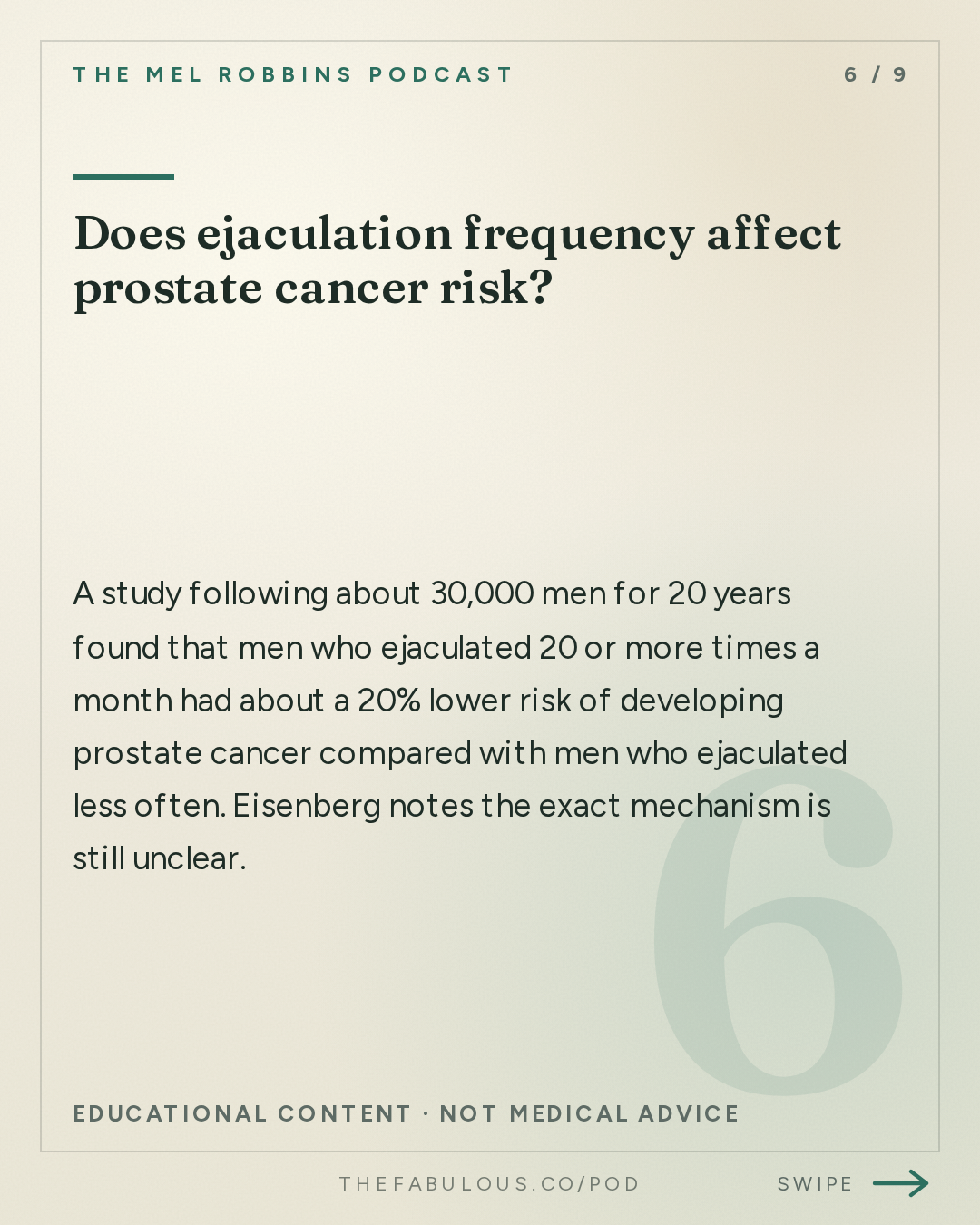 Does ejaculation frequency affect prostate cancer risk? — The Mel Robbins Podcast: The Ultimate Guide to Male Hormones & Men’s Health