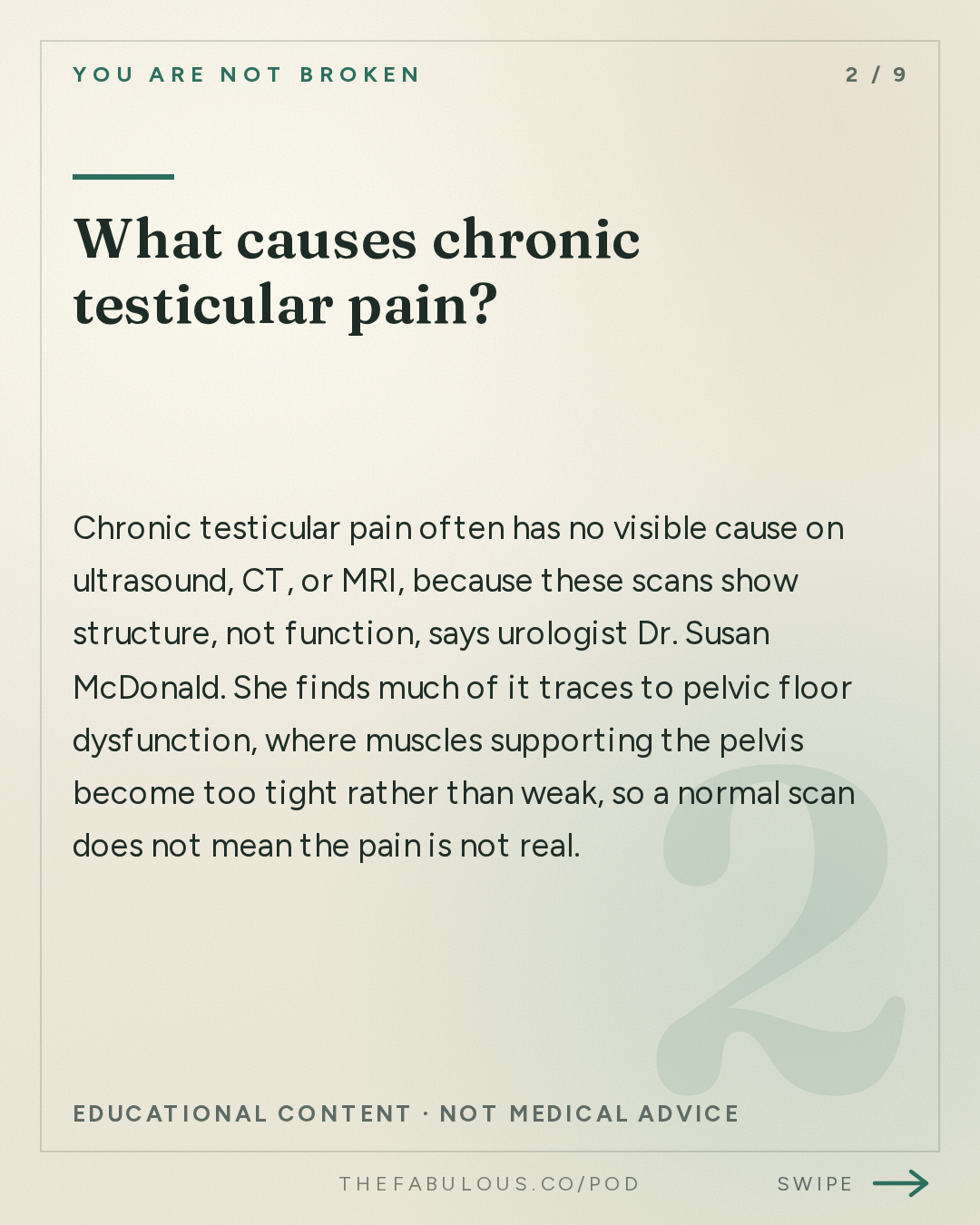 What causes chronic testicular pain? — You Are Not Broken: 394. Testicular Pain and Stage 4 Breast Cancer
