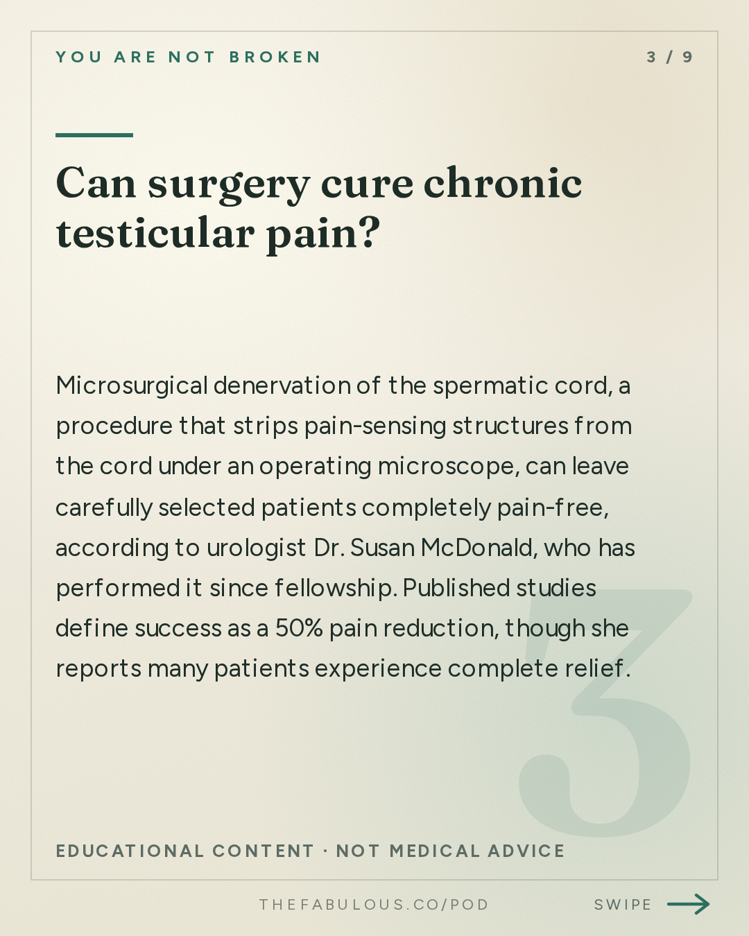 Can surgery cure chronic testicular pain? — You Are Not Broken: 394. Testicular Pain and Stage 4 Breast Cancer