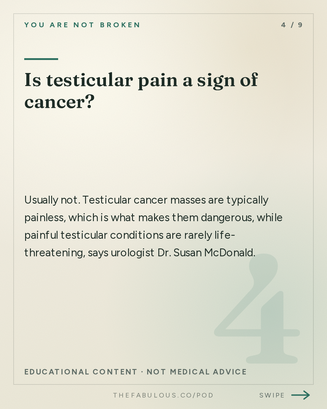 Is testicular pain a sign of cancer? — You Are Not Broken: 394. Testicular Pain and Stage 4 Breast Cancer