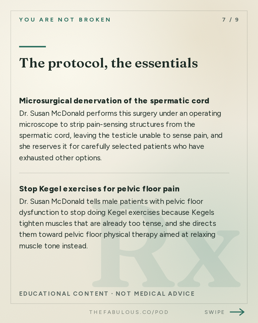 The protocol, the essentials — You Are Not Broken: 394. Testicular Pain and Stage 4 Breast Cancer