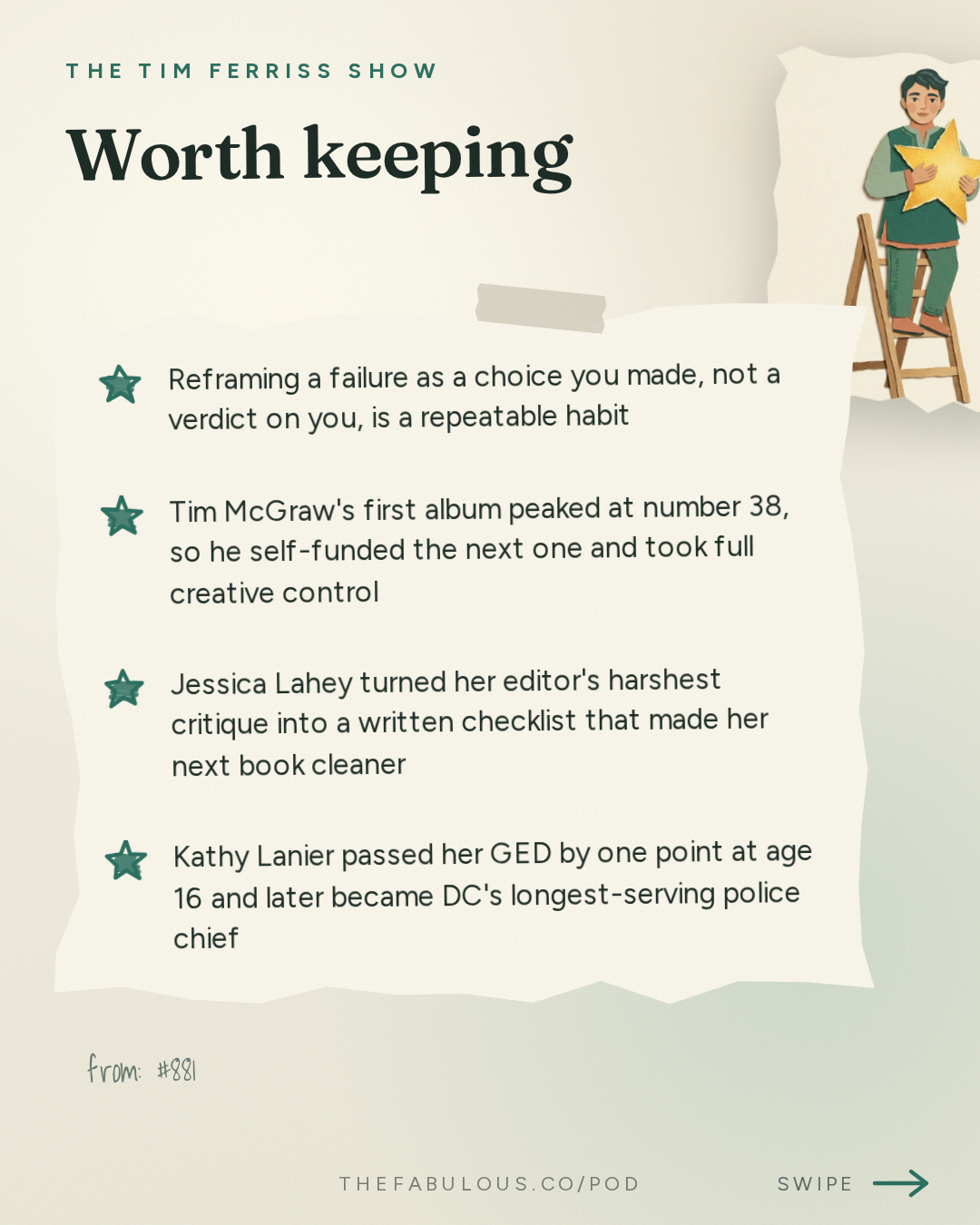 Worth keeping — The Tim Ferriss Show: #881: Tales of Overcoming The Odds, and How to Turn Losses Into Wins  — Tim McGraw, Terry Crews, Dax Shepard, and More