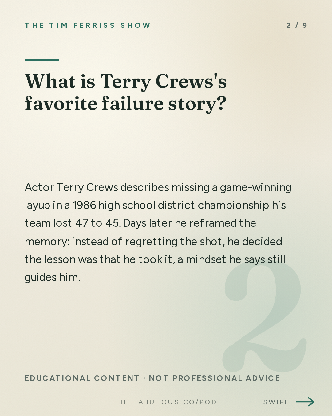 What is Terry Crews's favorite failure story? — The Tim Ferriss Show: #881: Tales of Overcoming The Odds, and How to Turn Losses Into Wins  — Tim McGraw, Terry Crews, Dax Shepard, and More