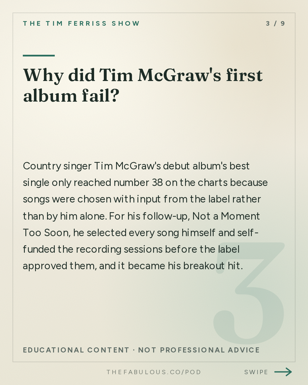 Why did Tim McGraw's first album fail? — The Tim Ferriss Show: #881: Tales of Overcoming The Odds, and How to Turn Losses Into Wins  — Tim McGraw, Terry Crews, Dax Shepard, and More