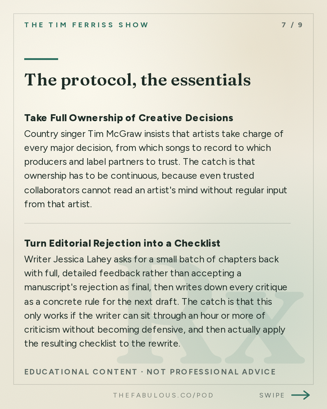 The protocol, the essentials — The Tim Ferriss Show: #881: Tales of Overcoming The Odds, and How to Turn Losses Into Wins  — Tim McGraw, Terry Crews, Dax Shepard, and More