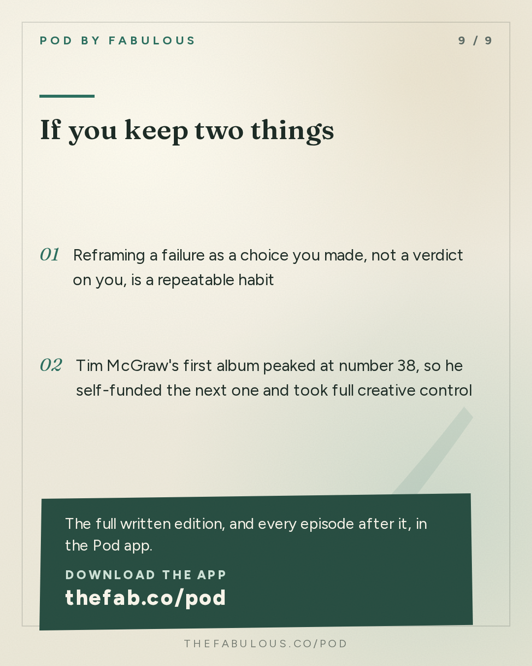If you keep two things — The Tim Ferriss Show: #881: Tales of Overcoming The Odds, and How to Turn Losses Into Wins  — Tim McGraw, Terry Crews, Dax Shepard, and More