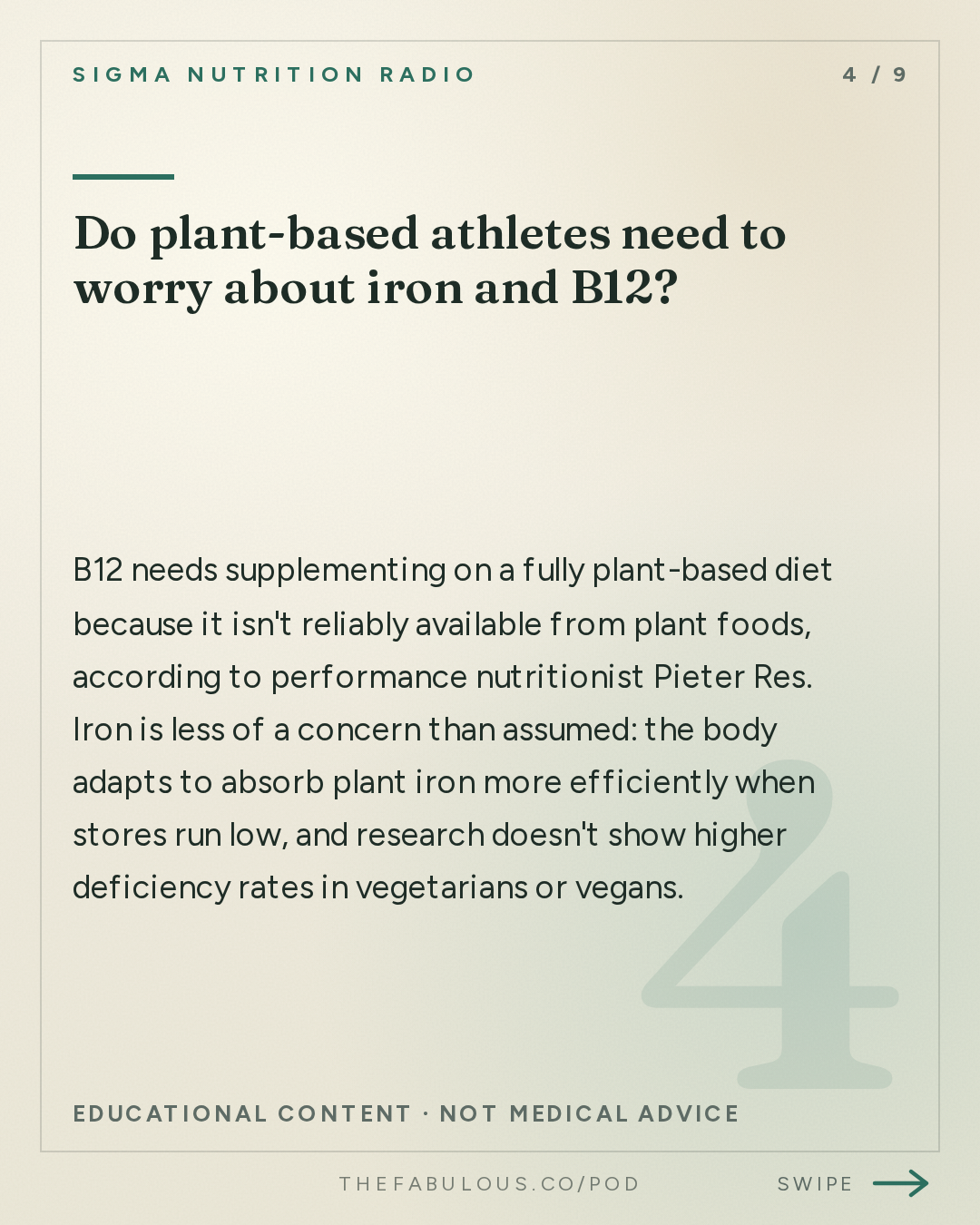 Do plant-based athletes need to worry about iron and B12? — Sigma Nutrition Radio: #624: Can Athletes Eat for Performance and the Planet? – Peter Res