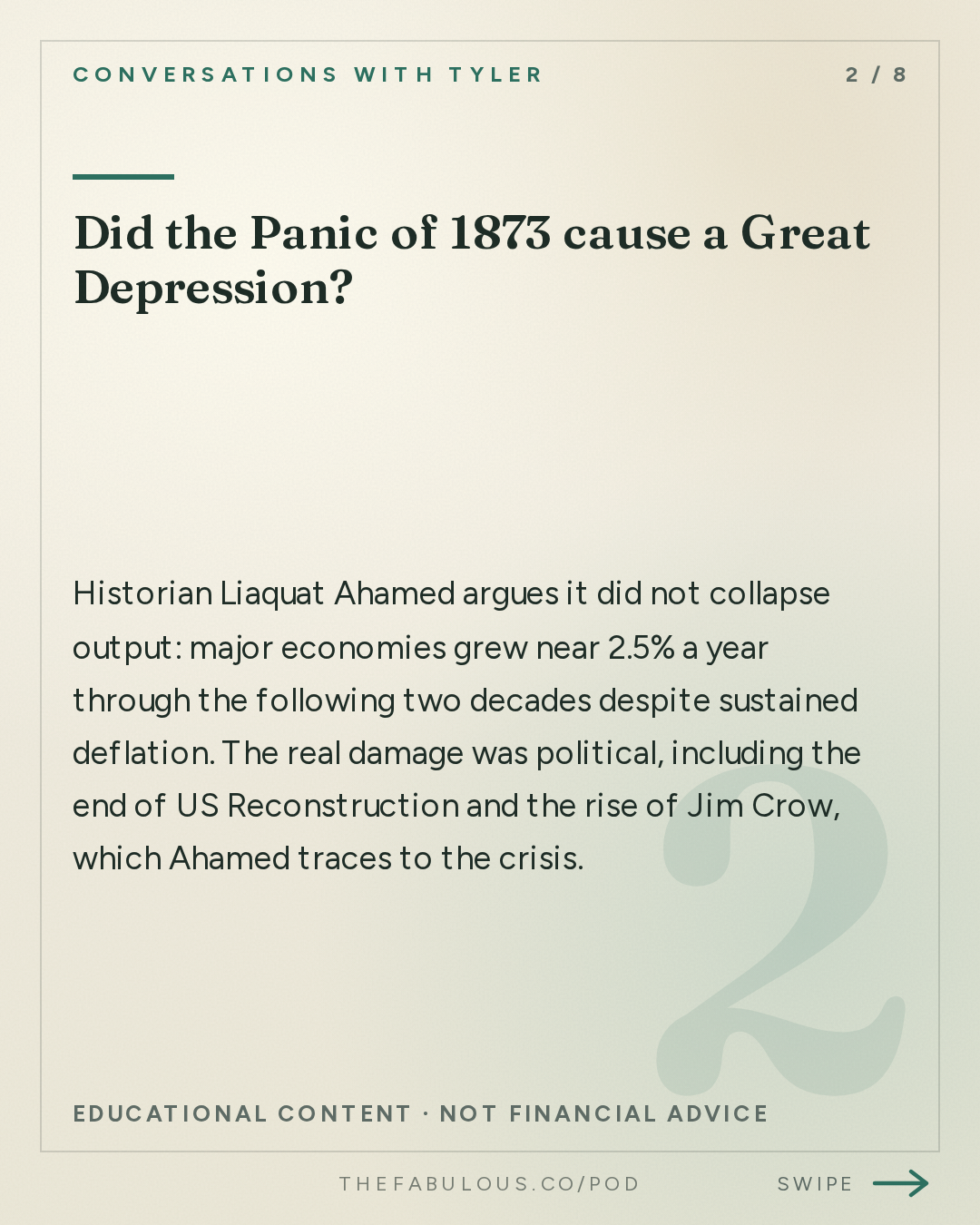 Did the Panic of 1873 cause a Great Depression? — Conversations with Tyler: Liaquat Ahamed on Financial Crises, Gold, and the Lessons of 1873