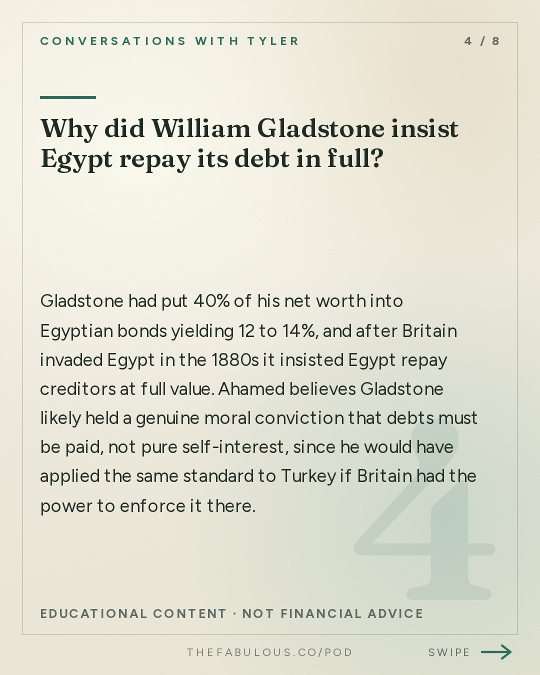 Why did William Gladstone insist Egypt repay its debt in full? — Conversations with Tyler: Liaquat Ahamed on Financial Crises, Gold, and the Lessons of 1873