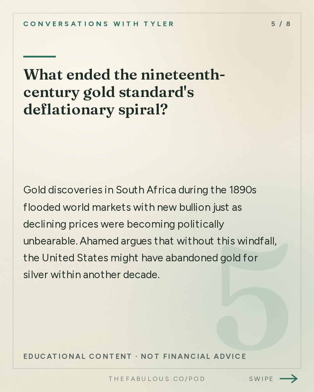 What ended the nineteenth-century gold standard's deflationary spiral? — Conversations with Tyler: Liaquat Ahamed on Financial Crises, Gold, and the Lessons of 1873